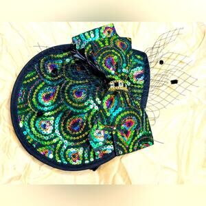 Peacock Fascinator Tea Party Costume Retro Style Sequin Hat